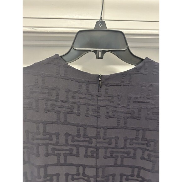 J.McLaughlin Textured Knit Jacquard Crew Neck Cap Sleeve Swing Dress Large Black - Picture 7 of 7